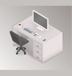 Computer Desk Workplace Isometric 3d Computer