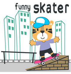 Cute Cartoon Character Tiger Skater Print