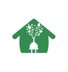 Electric Plug Icon With Tree And Home