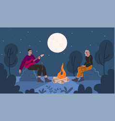 Happy Friends By Campfire Hiking Tourism Guy