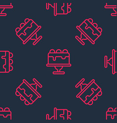 Red Line Cake Icon Isolated Seamless Pattern