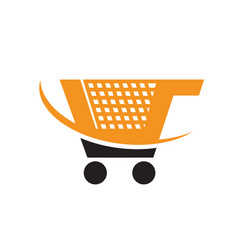 A trolley shopping cart logo icon design shop Vector Image