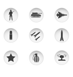 Army Line Icons In Circles On White