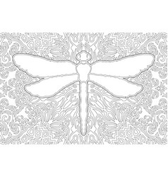 Coloring Book Art With White Dragonfly Silhouette