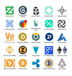 Set Of Logos Popular Cryptocurrency