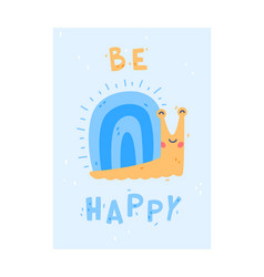 Cute Blue Kids Poster With Snail As Nursery Print