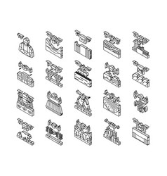 Drone Commercial Use Isometric Icons Set