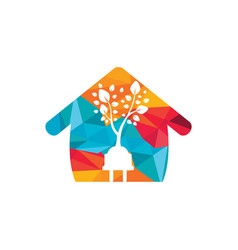 Electric Plug Icon With Tree And Home