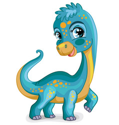 Cute Cartoon Diplodocus Boy Isolated