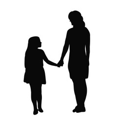 Isolated Black Silhouette Mom And Daughter Family