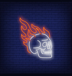 Skull On Fire Neon Sign