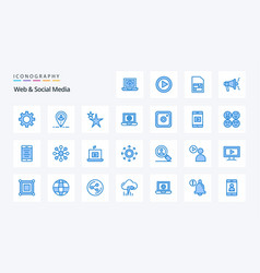 25 Web And Social Media Blue Icon Pack Icons