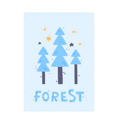 Cute Blue Kids Poster With Forest Tree As Nursery