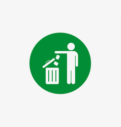 Man Throwing Away Trash Green Circle Icon