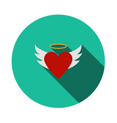 Valentine Heart With Wings And Halo Icon