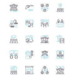 Gathering Linear Icons Set Congregation Assembly