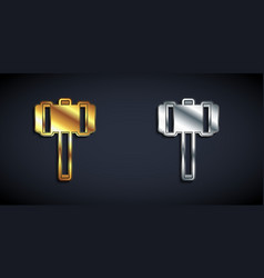 Gold And Silver Sledgehammer Icon Isolated