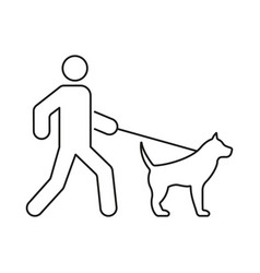 Man Walk With Dog On Leash Black Line Icon Walker