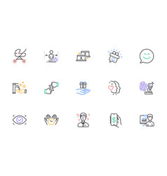 Smile Outsource Work And Money App Line Icons For