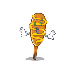 Happy Rich Corn Dog Cartoon Character With Money