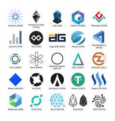 Set Of Logos Popular Cryptocurrency