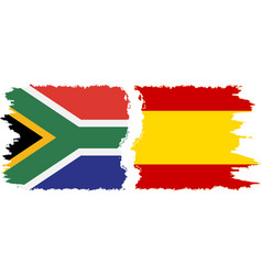 Spain And South Africa Grunge Flags Connection