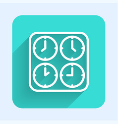 White Line Time Zone Clocks Icon Isolated