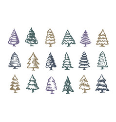 Christmas Tree Set Hand Drawn