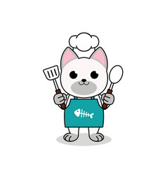 Cute Cat Chef Holding Ladles