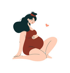 Flat Pregnant Woman Happy Mother With Child