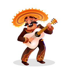 Mexican Singer With White Guitar In Sombrero