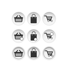 Shopping Icons On Round Puffy Paper Circles