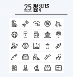 25 Diabetes Outline Icons Pack