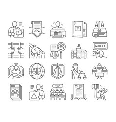 Law Notary Advising Collection Icons Set