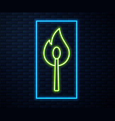 Glowing Neon Line Burning Match With Fire Icon