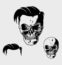 Hand Drawn Skull With Sideways Cool Hairstyle