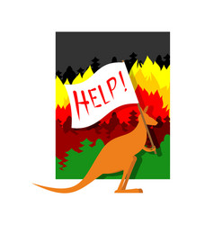 Kangaroo With Poster -help Fire In Australia