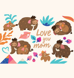 Love You Mom Greeting Card Baby Mammoth With His