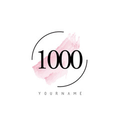 Number 1000 Watercolor Stroke Logo Design