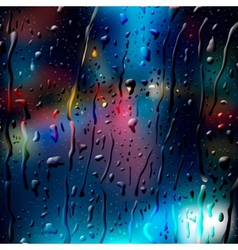 City Road At Night View Through Wet Glass