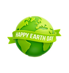 Happy Earth Day Green Planet And Ribbon