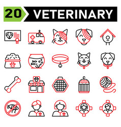 Veterinary Icon Set Include Certificate Vaccine