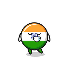 India Flag Cartoon With A Shy Expression