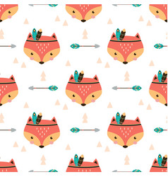 Seamless Pattern With Cute Tribal Fox