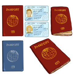 Set Cartoon Documents Passports And Drivers Id