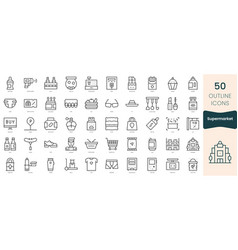 Set Of Supermarket Icons Thin Linear Style Icons