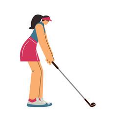 Young Beautiful Woman Playing Golf Hitting Ball