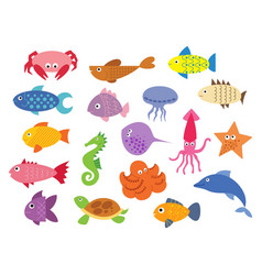 Cartoon Sea Fish Cute Animal Kids In Ocean