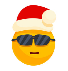 Cool Emoji Wearing Sunglasses And Santa Claus Hat