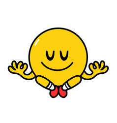 Cute Funny Emoji Smile Face Meditate In Yoga Pose